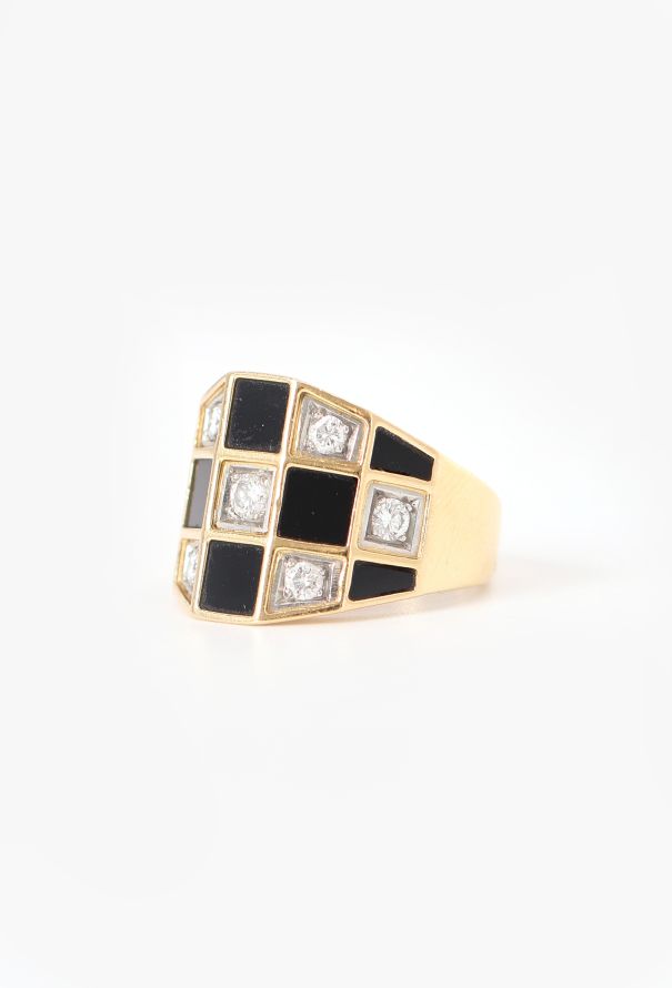 Van Cleef & Arpels Rare 1980s 18k Yellow Gold, Diamond & Onyx Ring - 3
