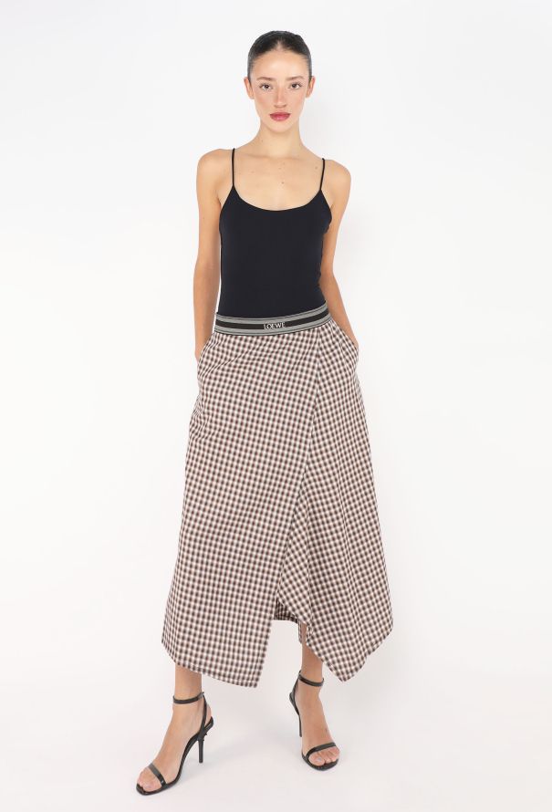 Loewe 2024 Asymmetrical Plaid Skirt - 3