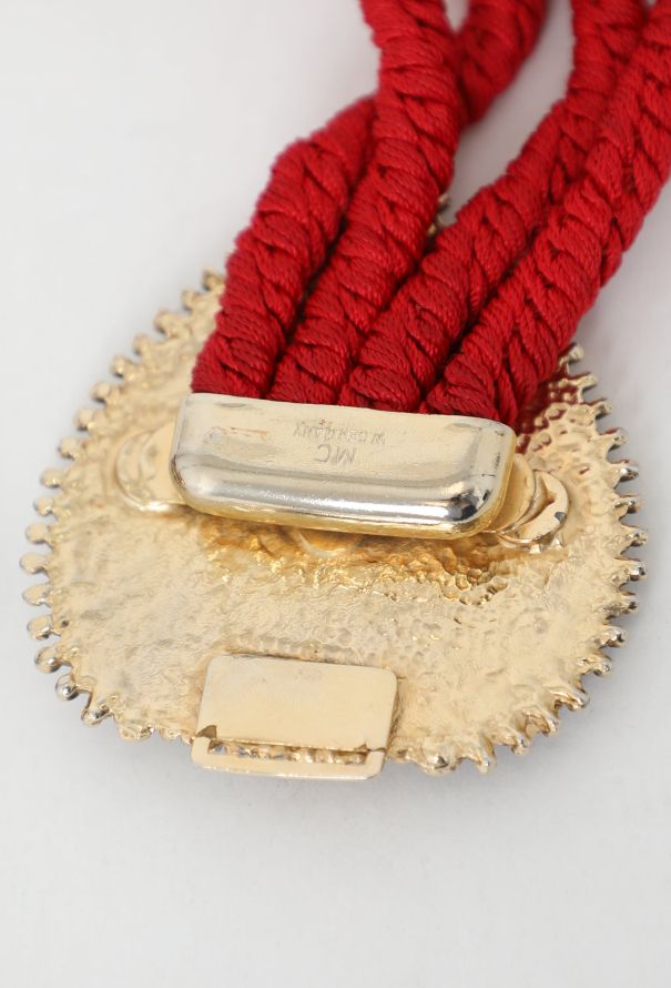 Saint Laurent F/W 1978 Gilded Cabochon Cord Belt - 5