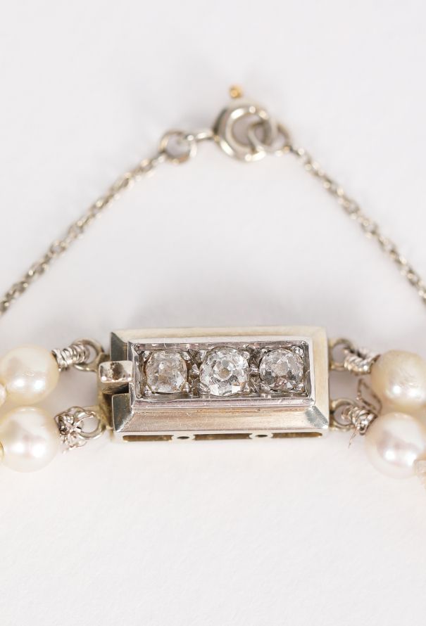 Vintage Fine Jewelry 18k White Gold & Diamond Akoya Pearl Necklace - 4
