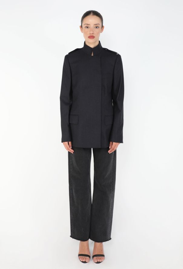 Gucci 2001 Pinstripe High Collar Jacket - 2