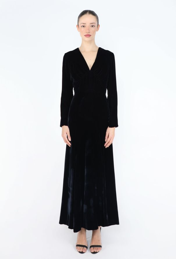 Rochas '90s Midnight Velvet Gown - 1