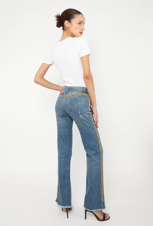 Roberto Cavalli 2005 Snake Embellished Bootcut Jeans - 1