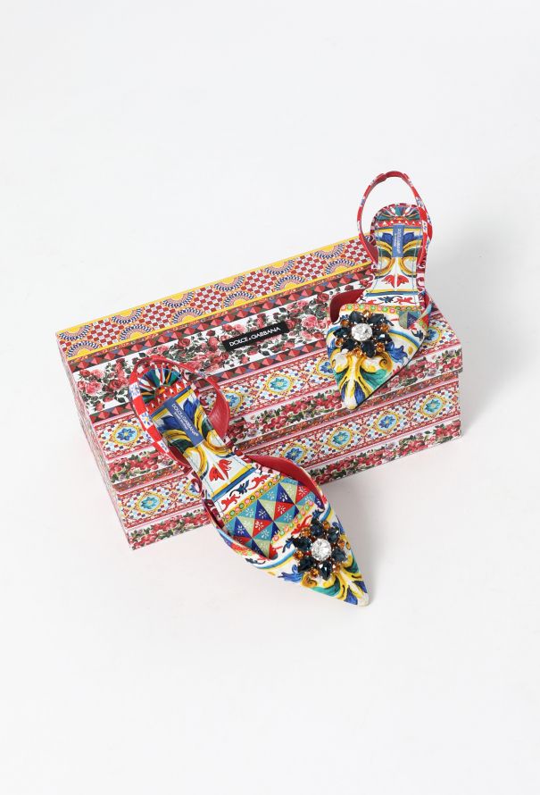 Dolce & Gabbana 2016 'Maiolica' Embellished Slingbacks - 8
