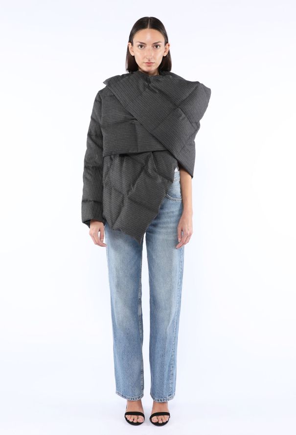 Dries Van Noten Pinstripe Quilted Wrap Coat, F/W 2019 - 3