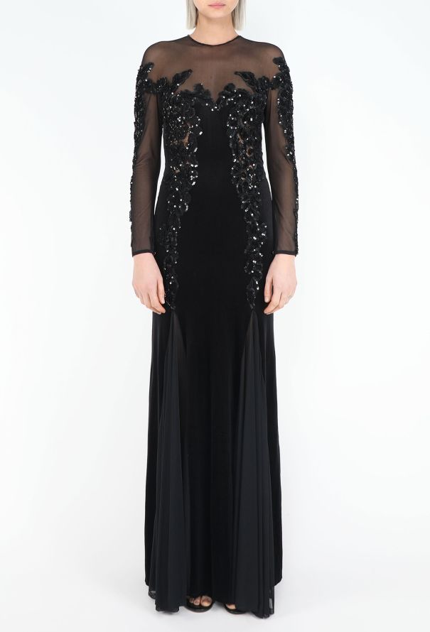 Azzaro STUNNING '70s Embellished Pistile Velvet Gown - 3