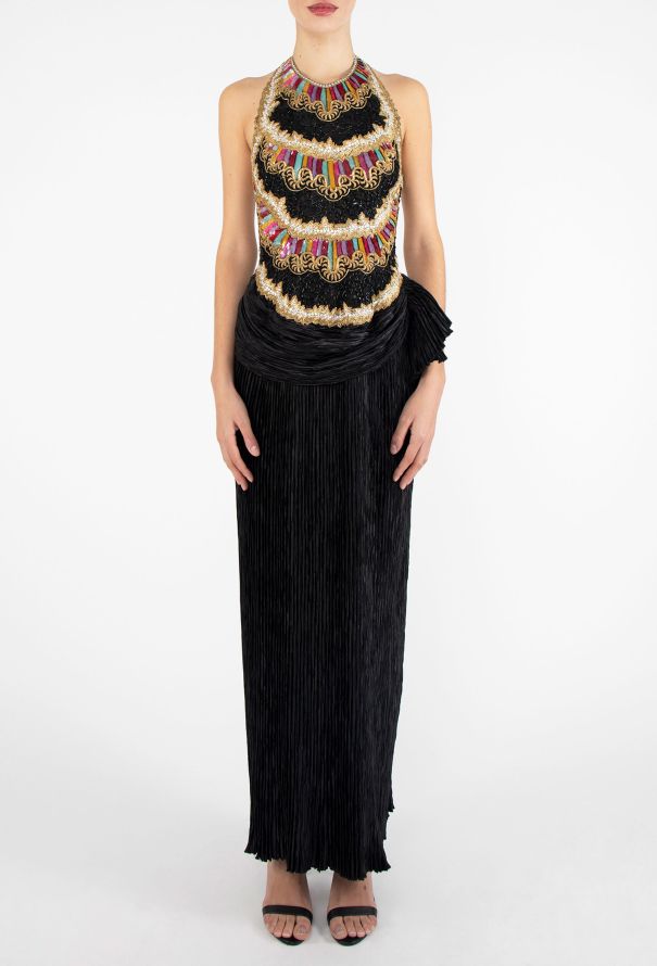 STUNNING Mary McFadden Hand-Embroidered Plissé Gown - 4