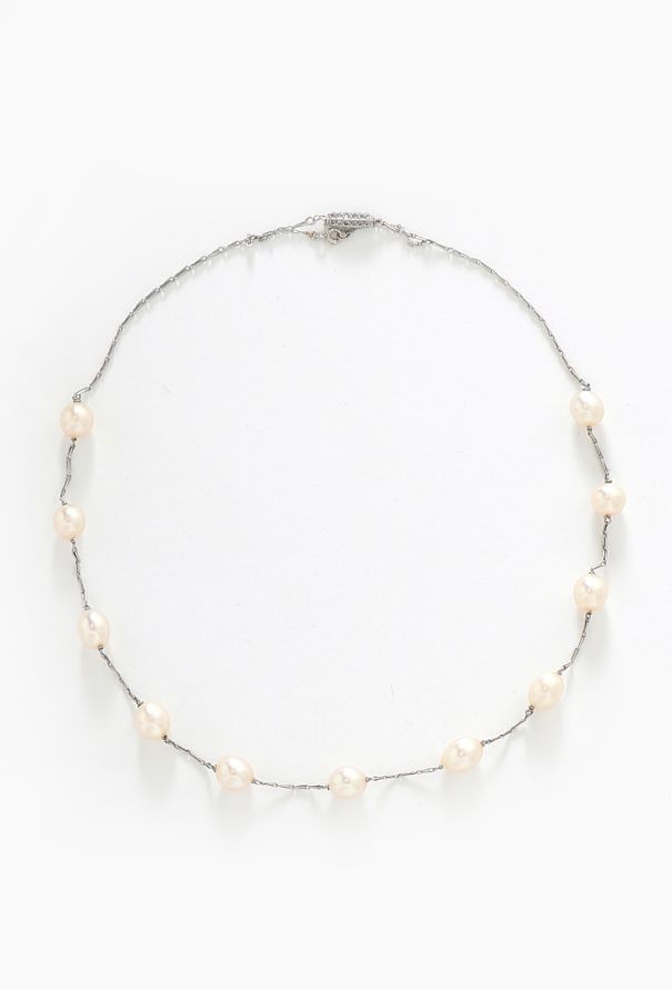 Vintage Fine Jewelry 1930s 18k White Gold & Pearl Necklace - 1