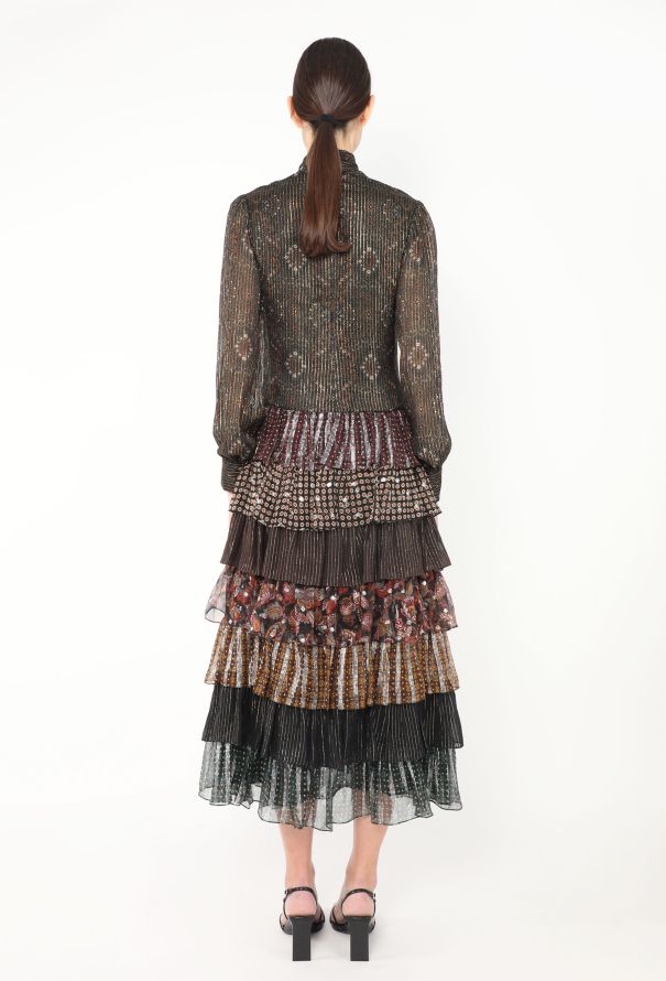 Céline F/W 2020 Ruffled Lamé Dress - 5