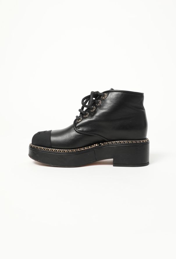 Chanel 2020 Chainlink Leather 'CC' Boots - 4 Chanel 2020 Chainlink Leather 'CC' Boots - 4