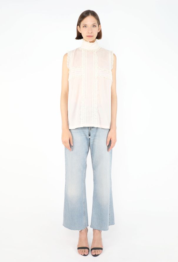 Chanel Lace Trim Cotton Blouse - 2