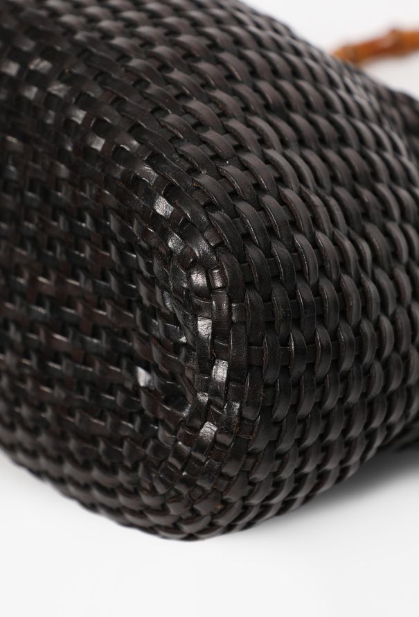 Gucci Vintage Black Bamboo Woven Leather Bag - 9