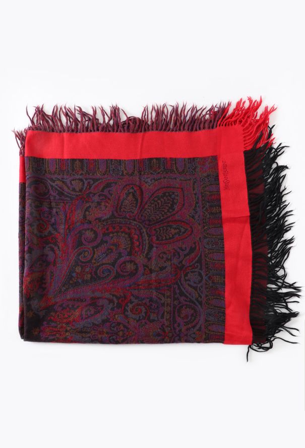 Saint Laurent Vintage Embroidered Paisley Tassel Scarf - 4 Saint Laurent Vintage Embroidered Paisley Tassel Scarf - 4