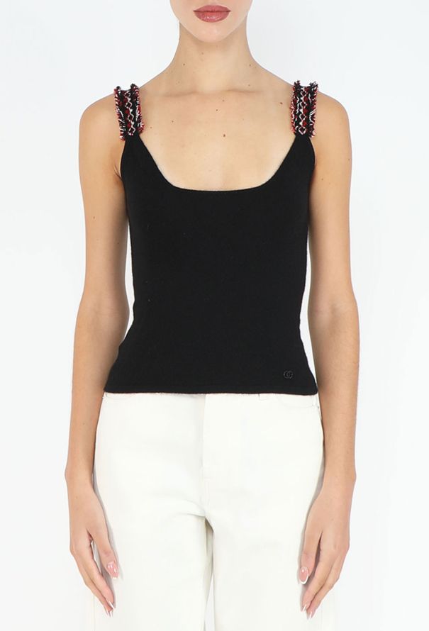 Chanel Frayed 'CC' Cashmere Tank - 1