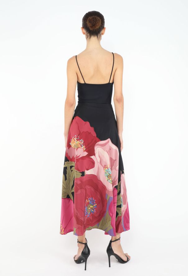Valentino Peony Print Silk Skirt - 4