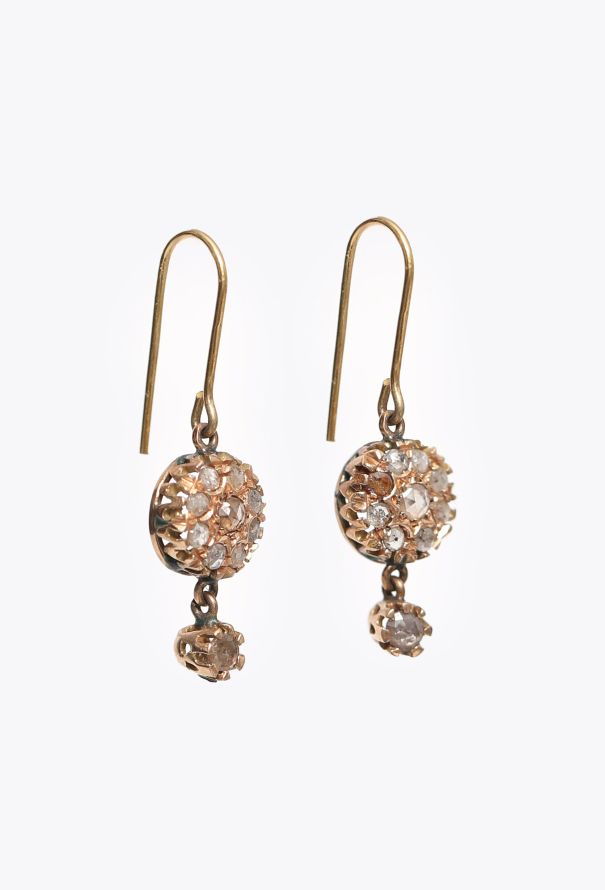 Modern Fine Jewelry 18K Gold & Rose-Cut Diamond Pendant Earrings - 3 Modern Fine Jewelry 18K Gold & Rose-Cut Diamond Pendant Earrings - 3