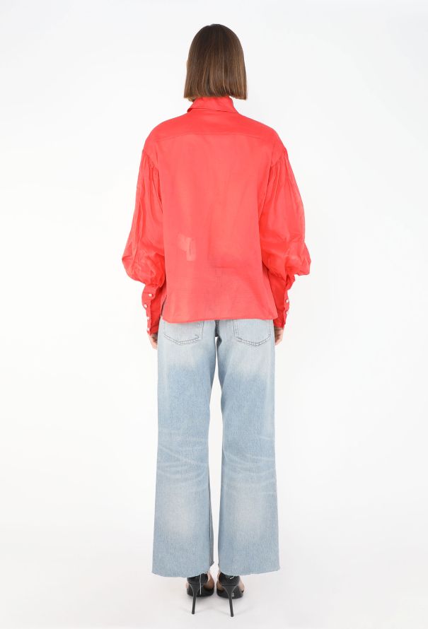 Chanel Coral Cotton Voile Blouse - 5