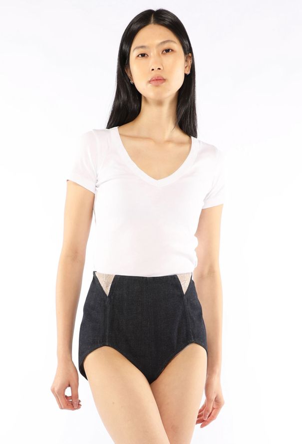 Jean Paul Gaultier Denim Jacquard Shorts, Early 2000s - 3