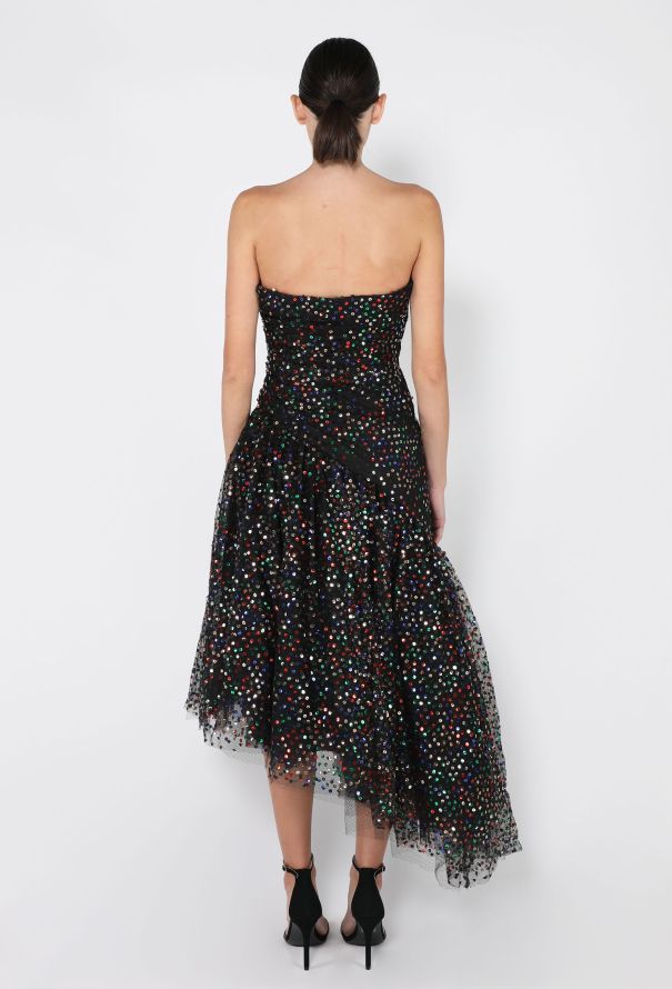 Arnold Scaasi Sequin Tulle Strapless Dress, 1980s - 4