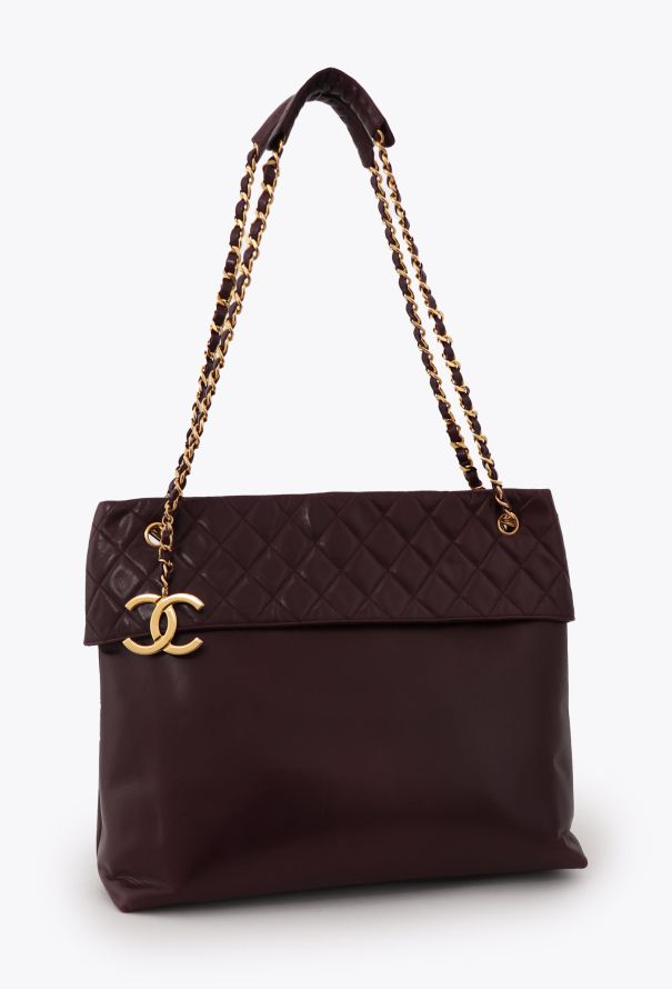 Chanel '90s Burgundy Shopping Tote Bag - 2