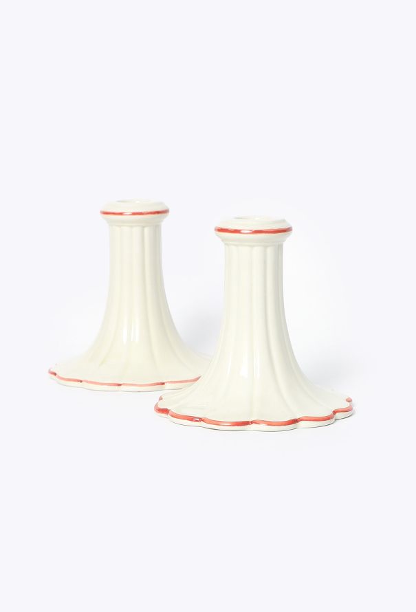 Dior '70s Earthenware Scalloped Candle Holder Set - 2
