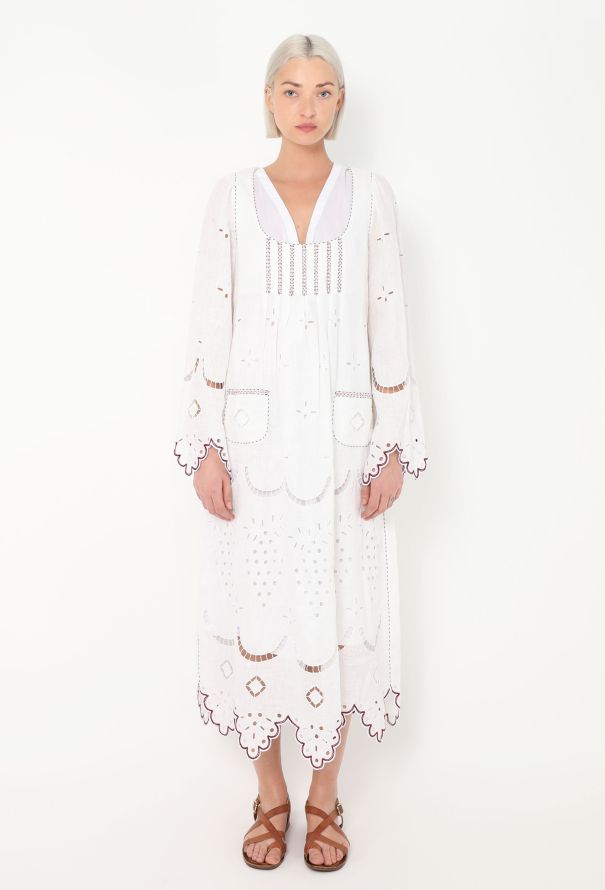 Vita Kin Scalloped Trim Linen Kaftan - 1
