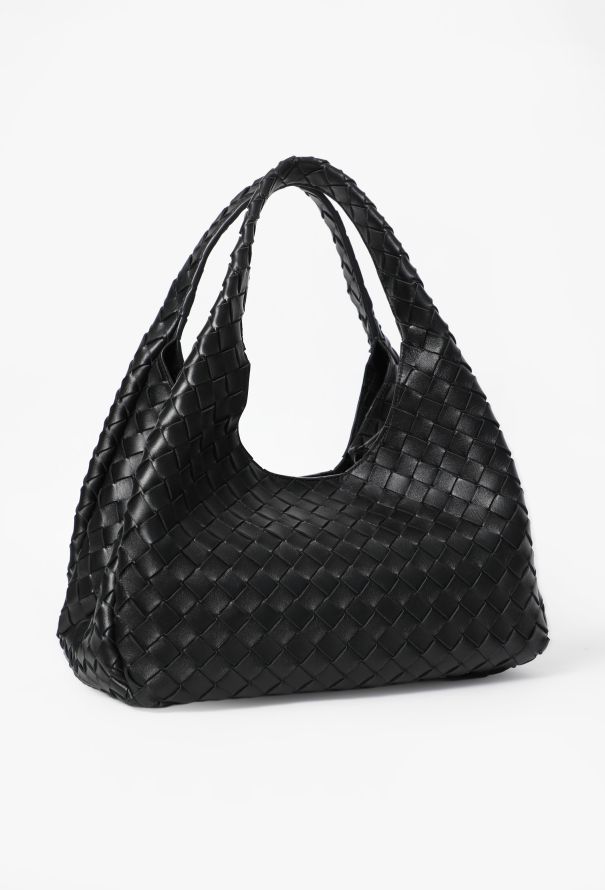 Bottega Veneta Campana Black Intrecciato Small Shoulder Bag - 2