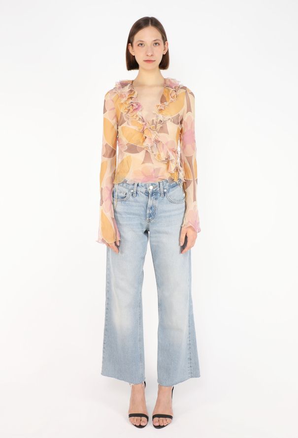 Dior Ruffled Silk Wrap Blouse, 2003 - 2