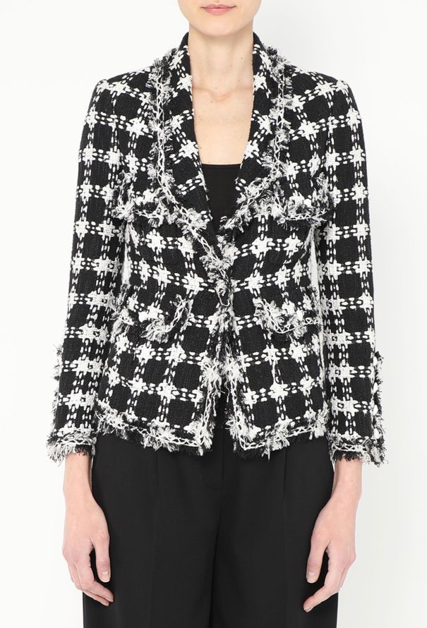 Chanel 2007 Checkered Lamé Tweed Jacket - 1