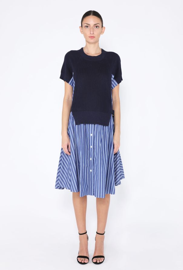 Sacai 2025 Striped Cotton Hybrid Dress - 2
