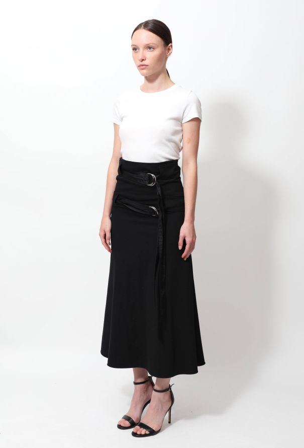 Louis Vuitton Belted Leather Midi Skirt