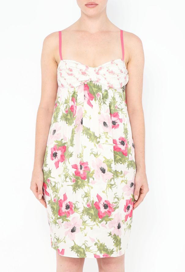 John Galliano 2005 Ruched Floral Silk Dress - 2 John Galliano 2005 Ruched Floral Silk Dress - 2