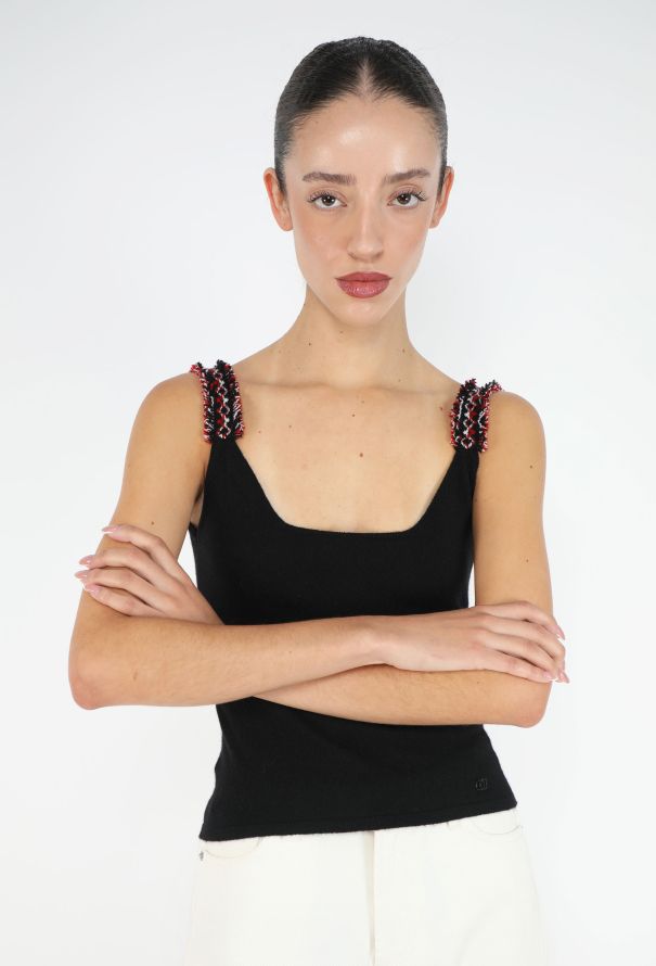 Chanel Frayed 'CC' Cashmere Tank - 2