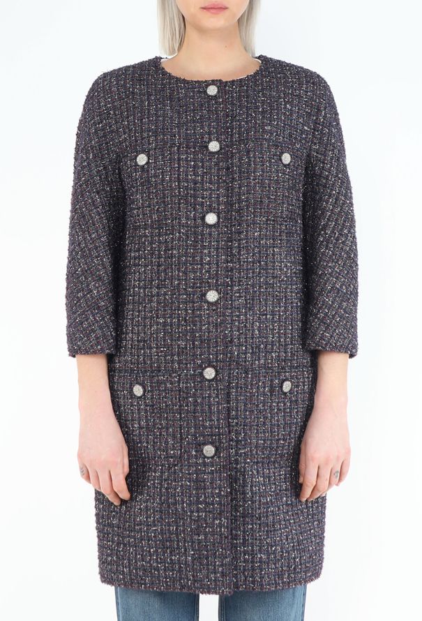 Chanel Fall 2014 'CC' Collarless Tweed Coat - 3