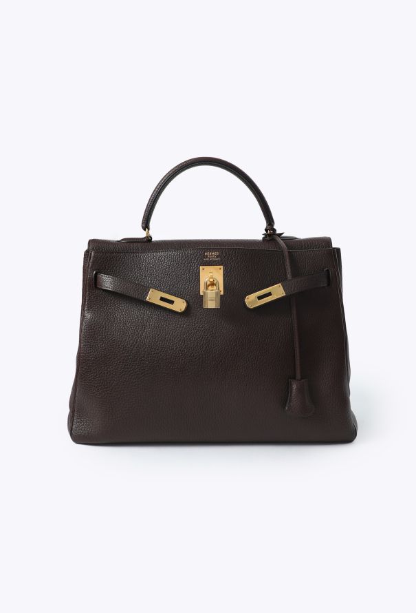 Hermès Vintage Marron Togo Kelly Retourné 35 - 3