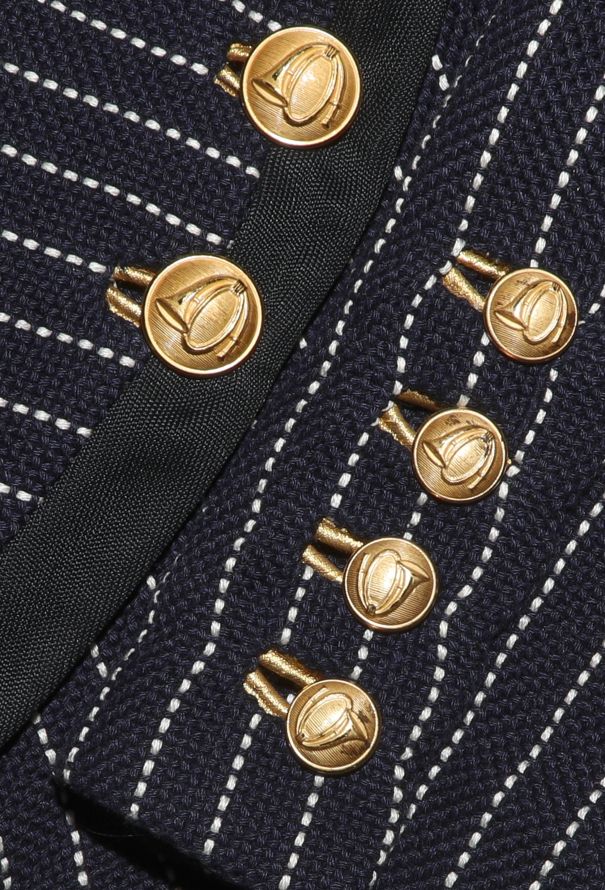 Balenciaga ICONIC S/S 2005 Pinstripe Nautical Jacket - 7