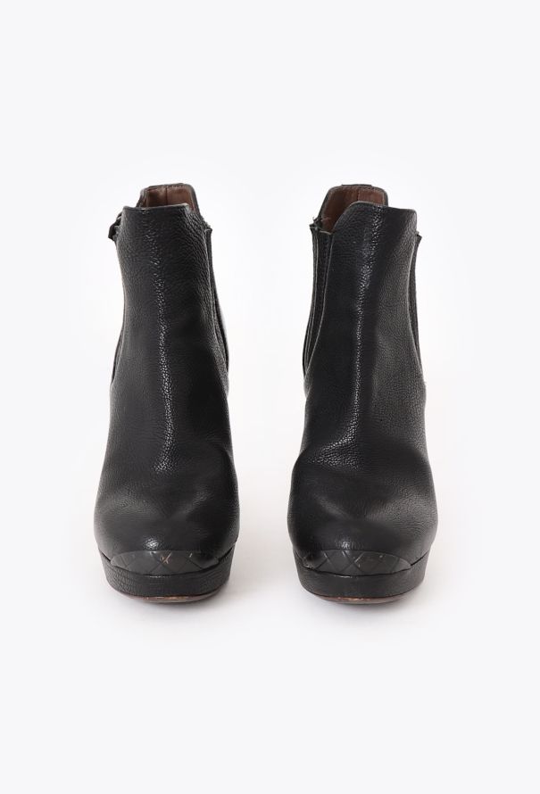 Bottega Veneta Leather Intrecciato Chelsea Boots - 3