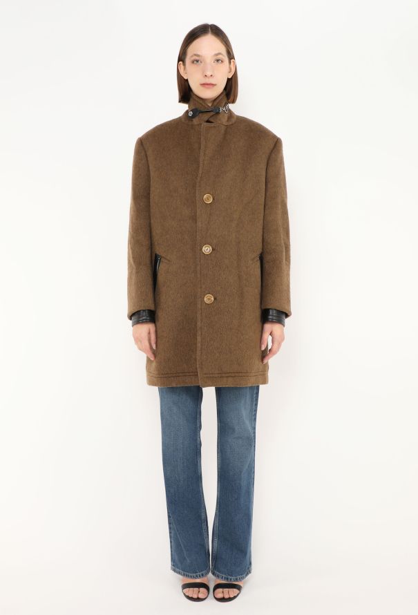 Louis Vuitton F/W 2021 Felted Leather Trim Coat - 1