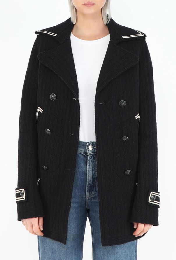 Chanel Bicolor 'CC' Tweed Peacoat - 4