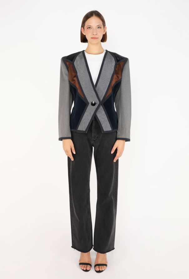 Saint Laurent Cubist Velvet Moire Jacket, F/W 1988 - 4