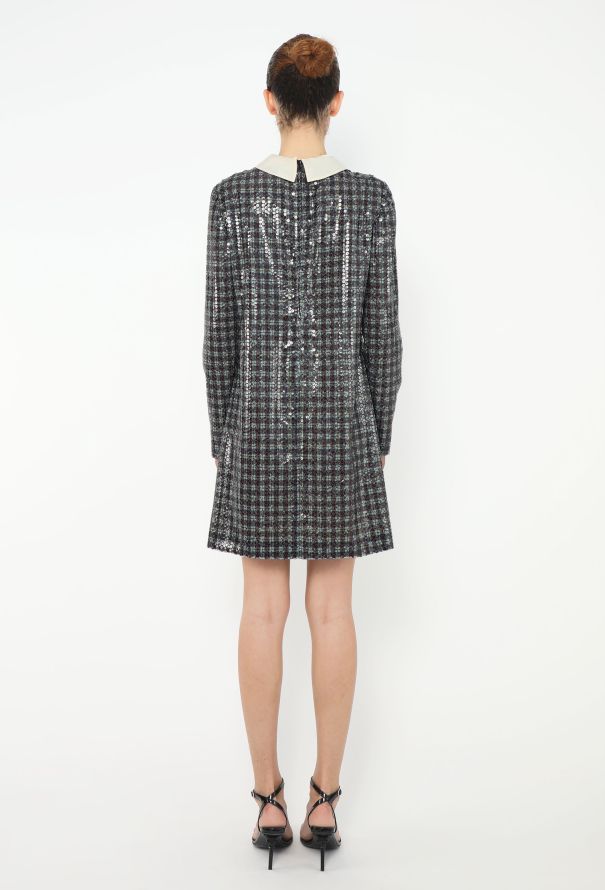 Prada Sequin Plaid Shift Dress - 4