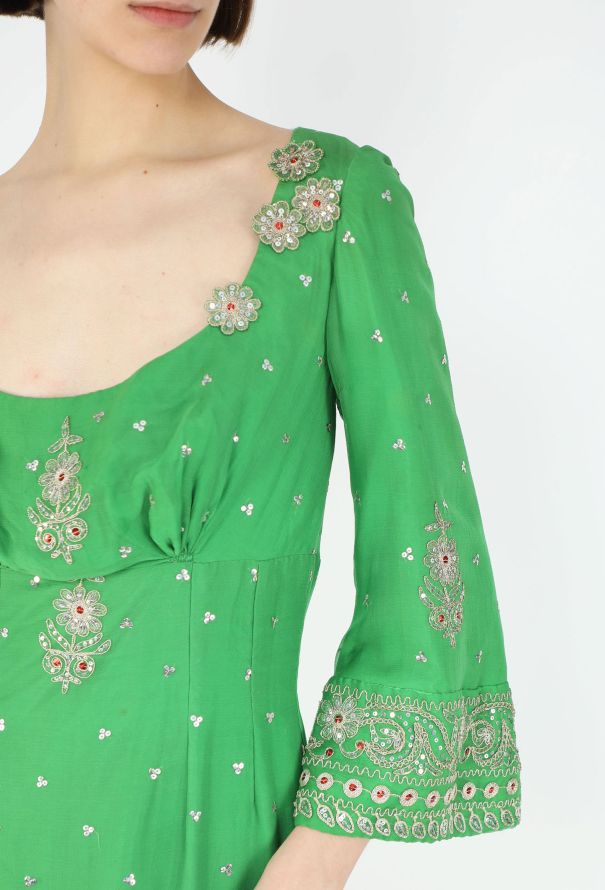 World Treasures '70s Authentic Embroidered Zardozi Silk Gown - 3