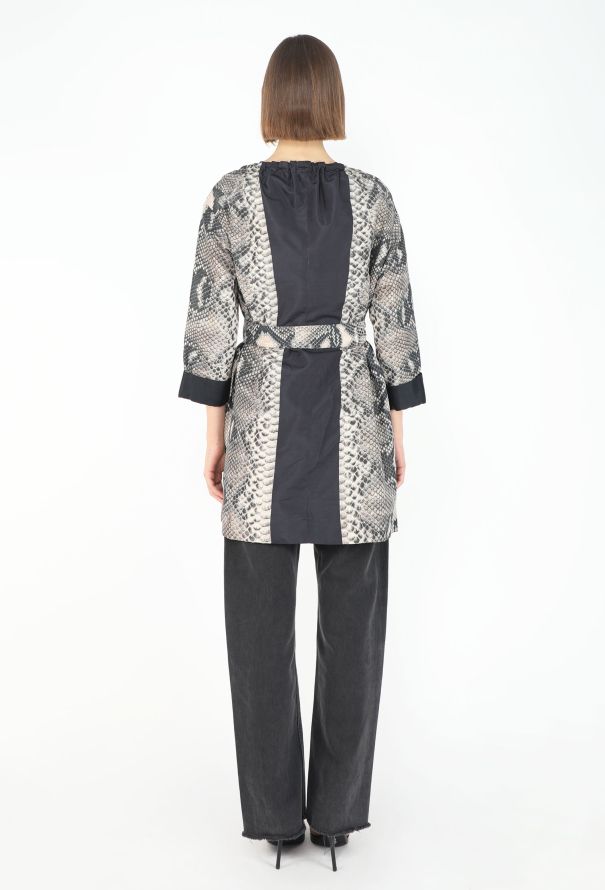 Prada 2009 Snake Print Belted Silk Jacket - 6