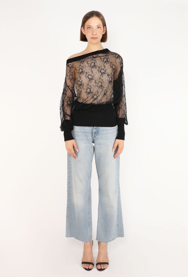 Jean Paul Gaultier Ribbed Lace Off-Shoulder Top - 2