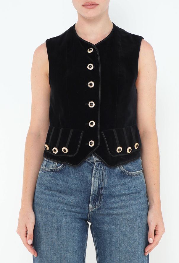 Saint Laurent F/W 1991 Embellished Velvet Vest - 1