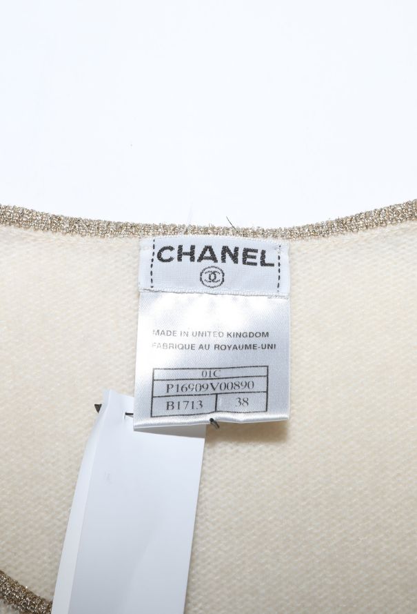 Chanel Cashmere Lamé Trim Cardigan - 5