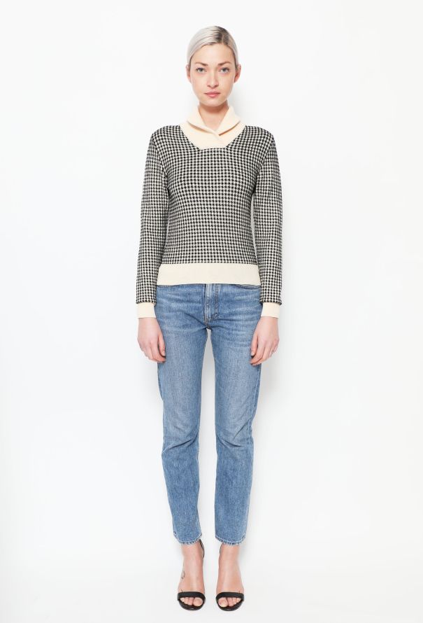 Chloé Houndstooth Ribbed Trim Sweater - 2 Chloé Houndstooth Ribbed Trim Sweater - 2