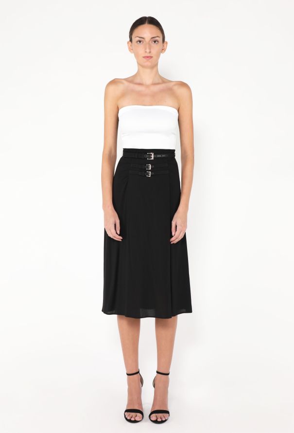 Prada 2024 Sablé Belted Midi Skirt - 1