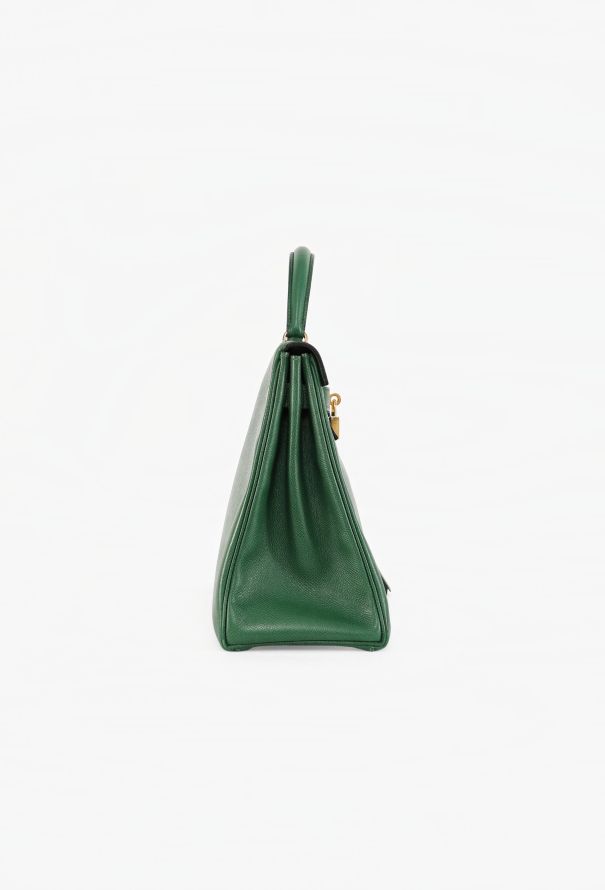 Hermès Vert Bengale Courchevel Kelly Retourné 32, 1989 - 5