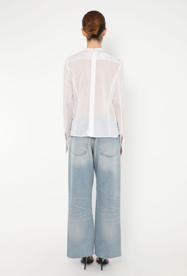 Chanel 2005 Pearl Button Voile Blouse - 6 Chanel 2005 Pearl Button Voile Blouse - 6